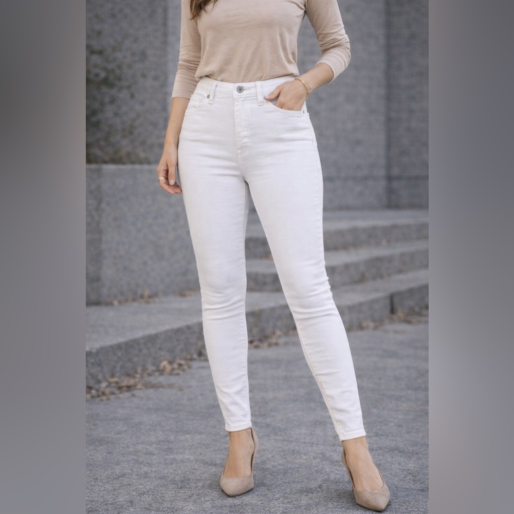 Madewell High Rise Skinny Jeans White Stretch Denim Size 30